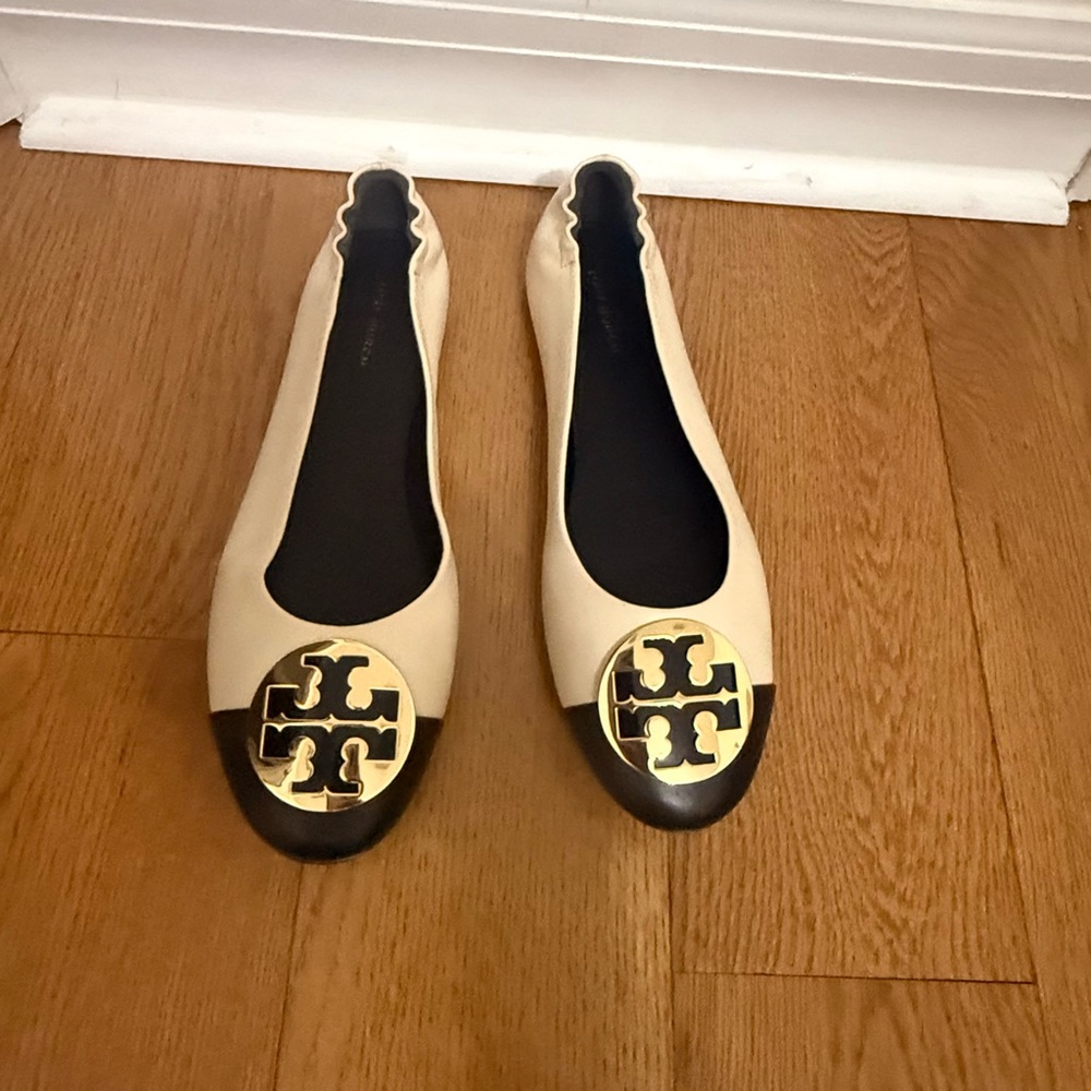 Tory Burch Two-Tone Flats with Gold Accent